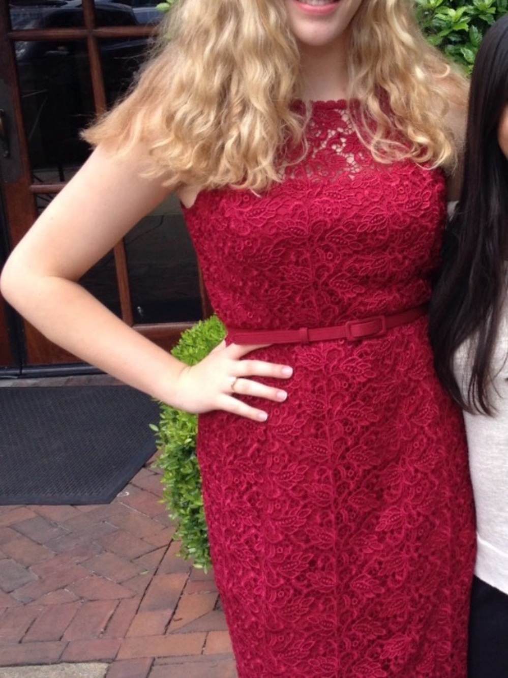 White House Black Market Red Lace Midi Dress